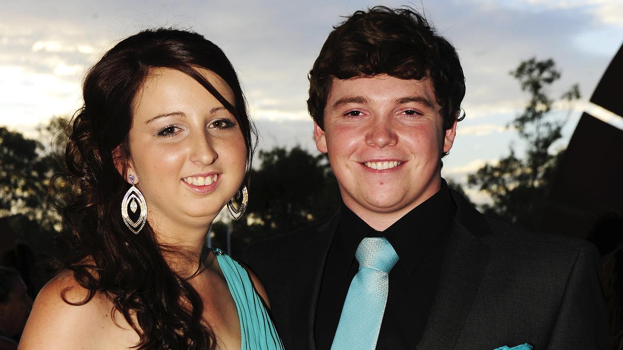 Tara Poulton and Brock Napier on the red carpet at the St Phillips College formal at the Convention Centre.