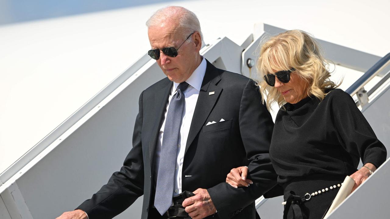 US President Joe Biden and First Lady Jill Biden step off Air Force One upon arrival at Kelly Field in San Antonio, Texas on May 29, 2022. Picture: Mandel Ngan / AFP.