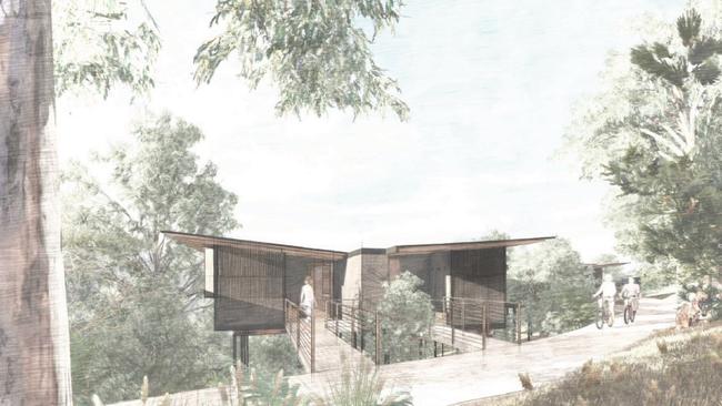 Treehouse cabins in the proposed eco-tourism development at Linnaeus Estate in Broken Head.