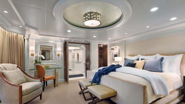 A suite designed by Ralph Lauren aboard Ocean Cruises. Photo: Ocean Cruises.