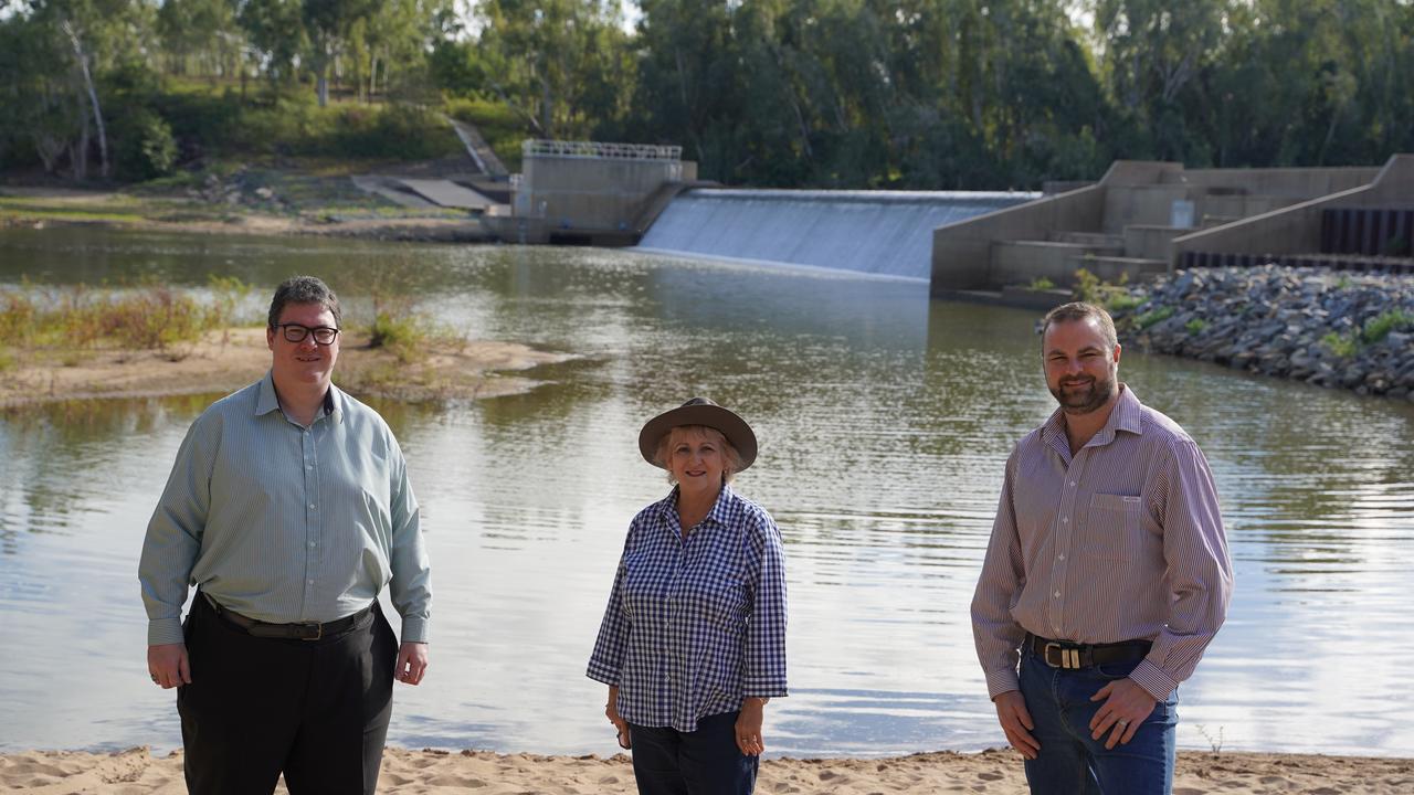 Capricornia MP Michelle Landry with Dawson MP George Christensen and Bowen River Utilities CEO John Cotter touring Collinsville near the Urannah Dam site.