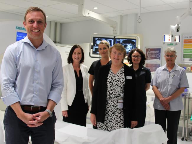 State Labor MP for Murrumba and Health Minister Steven Miles with Yvette D'Ath at the Redcliffe Hospital. Photo: Erin Smith