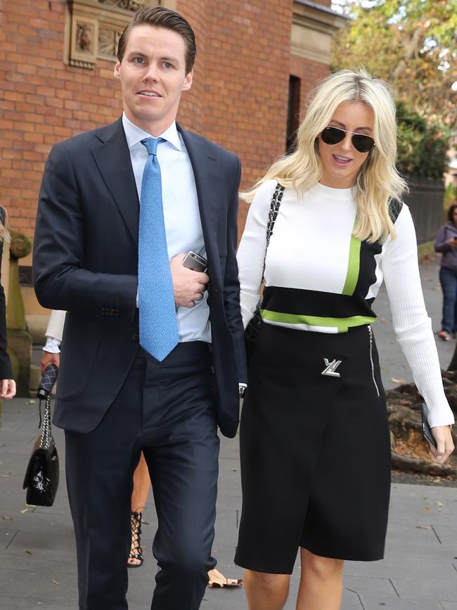 Jacenko supports her husband Oliver Curtis. Picture: John Grainger