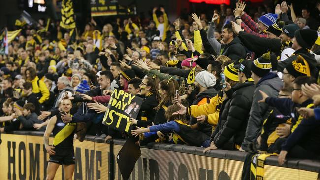 AFL Round 15. 28/06/2018.  Richmond v Sydney at Etihad Stadium.  Richmond fans  . Pic: Michael Klein