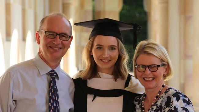 Dr Andrew Bryant with his daughter Charlotte and his wife Susan on Charlotte's graduation day. Picture: Supplied