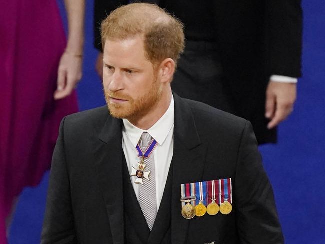 Harry arriving at the coronation of his father, King Charles. Picture: Andrew Matthews – WPA Pool/Getty Images