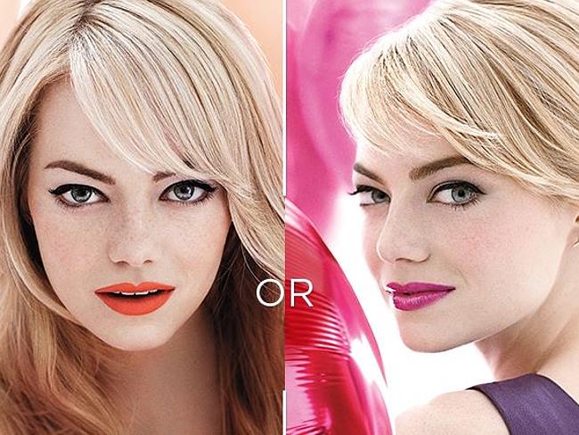 Matte or shine? Emma Stone models Revlon’s new lip colours.