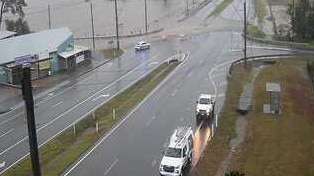 The Warrego Highway at Glenore Grove on Monday morning.