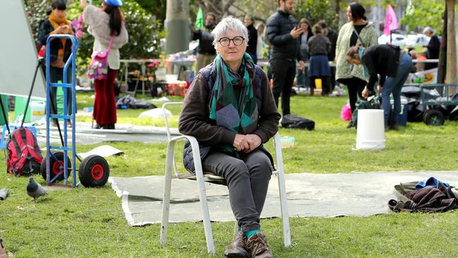 Maggie Broom, 67, arrested in Melbourne on Tuesday, has grown frustrated with politicians’ inaction on climate change. Picture: Stuart McEvoy