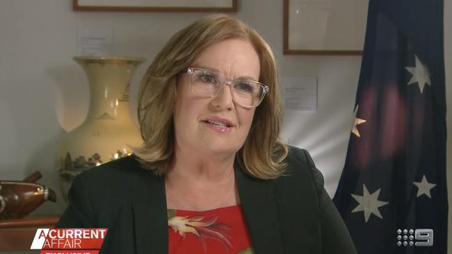 Frame grab from A Current Affair. Tracy Grimshaw interviews Prime Minister Scott Morrison