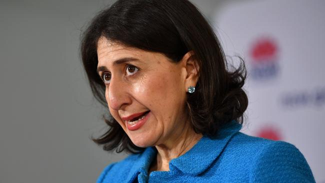 NSW Premier Gladys Berejiklian speaks to the media during a Covid-19 update on Monday. Picture: Getty Images