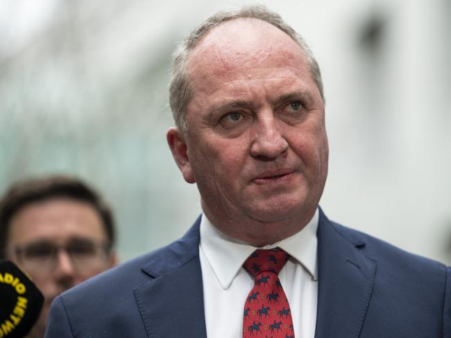 CANBERRA, AUSTRALIA - NewsWire Photos JUNE 21, 2021: Barnaby Joyce addresses the media at Parliament House in Canberra. Picture: NCA NewsWire / Martin Ollman