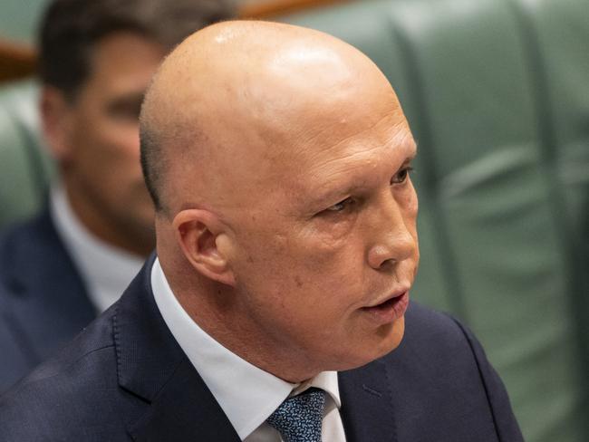 CANBERRA, AUSTRALIA - OCTOBER 27: Opposition leader Peter Dutton delivers his budget reply speech at Parliament House on October 27, 2022 in Canberra, Australia. Opposition leader Peter Dutton has outlined the Liberal party's plan for how it would deal with Australia's cost of living pressures following the Albanese government's 2022-23 Budget release on Tuesday 25 October. (Photo by Martin Ollman/Getty Images)