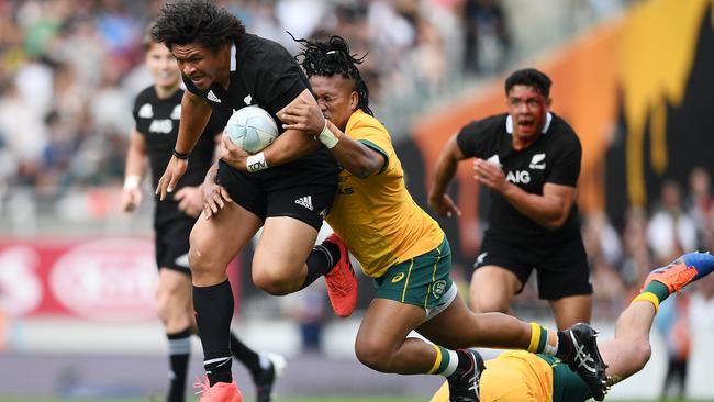 Rookie winger Caleb Clarke was the difference between the All Blacks an Wallabies at Eden Park Picture: Getty Images