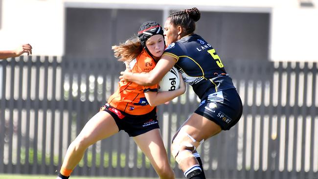 Harvey Norman under 19s girls rugby league match between Brisbane Tigers and Tweed Seagulls. Saturday February 25, 2022. Picture, John Gass