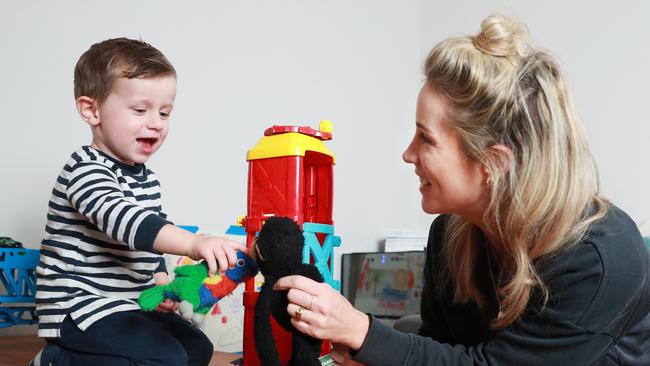 Dee Behan and her son Max (2) at their home at St Peters, Sydney. Picture: John Feder/The Australian.