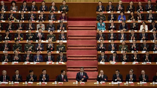 Chinese President Xi Jinping (centre) delivered a speech at the opening ceremony of the 19th Party Congress held at the Great Hall of the People in Beijing, China on Wednesday, October 18, 2017. Picture: Ng Han Guan/AP