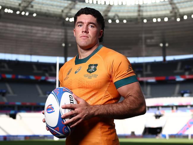 PARIS, FRANCE - SEPTEMBER 07: Ben Donaldson of the Wallabies poses ahead of the Rugby World Cup France 2023, at Stade de France on September 07, 2023 in Paris, France. (Photo by Chris Hyde/Getty Images)