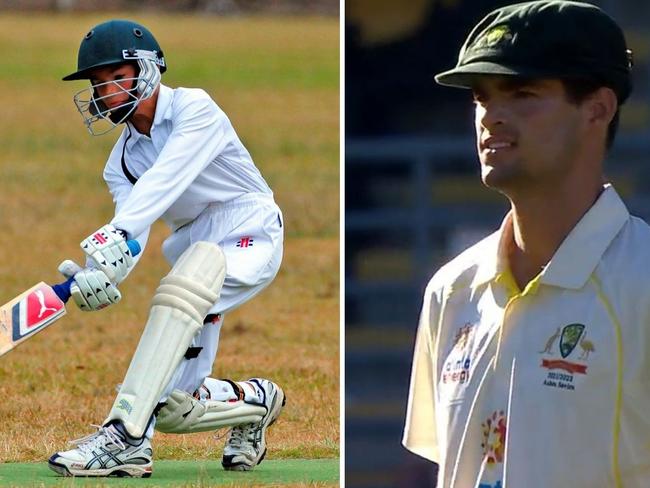 Hugo Burdon in action for Matthew Flinders and the Australian cricket team. Picture: Geoff Potter and FlashScore Cricket Commentators twitter.