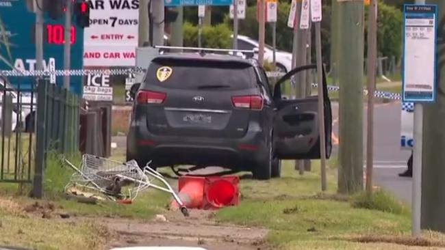 The shocking scene on the Hume Highway at Casula after drug driver Cameron Forsyth mowed down a 17-year-old boy. Picture: 7 News