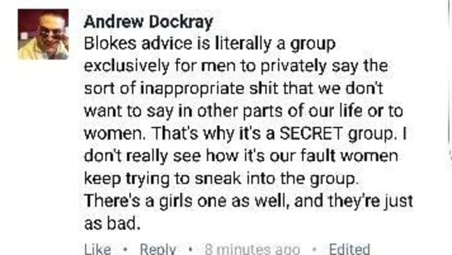 A post on the Blokes Advice page.