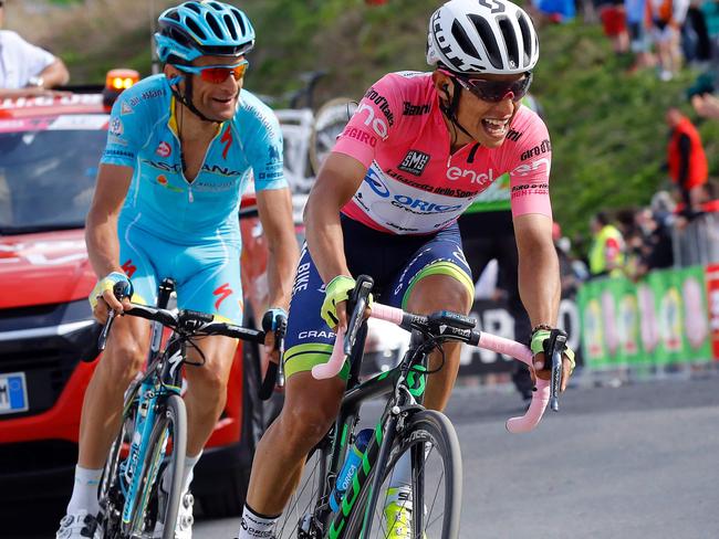 The Orica team’s Esteban Chaves wears the pink jersey during May’s Giro d'Italia