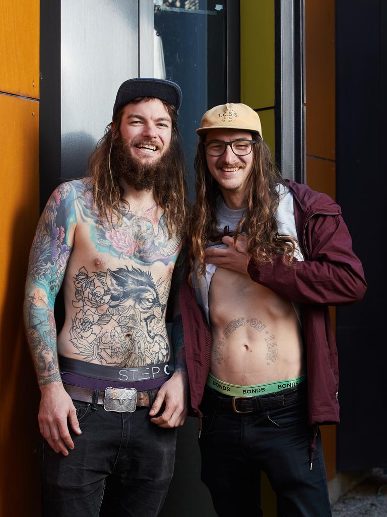 Shaun Hueston and Tim Walter pose for a picture at the Mortal Kombat Casting Call in Glenside, Saturday, Aug. 17, 2019. Picture: MATT LOXTON