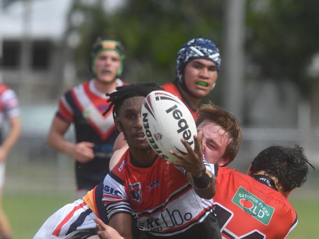Kirwan State High School hosts St Patrick's College, Mackay, in round 1 of the 2025 Aaron Payne Cup. Picture: Evan Morgan