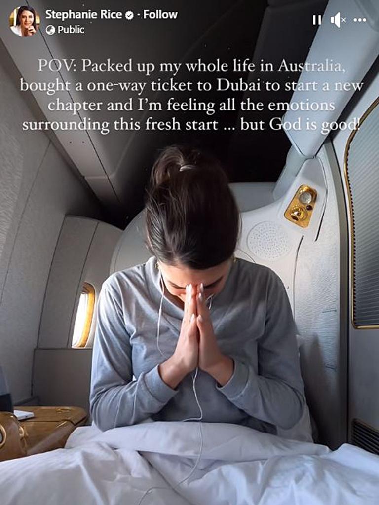 Olympian Stephanie Rice has left fans shocked after an emotional reveal on social media announcing she’s moved to Dubai. Photo: Facebook.