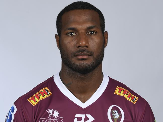 BRISBANE, AUSTRALIA - JANUARY 27: Suliasi Vunivalu poses during the Queensland Reds Super Rugby headshots session at Ballymore Stadium on January 27, 2021 in Brisbane, Australia. (Photo by Albert Perez/Getty Images)