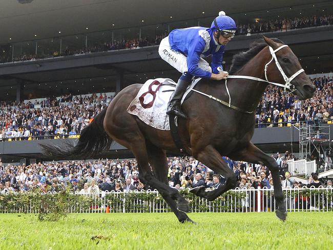 Winx ridden by Hugh Bowman wins the George Ryder