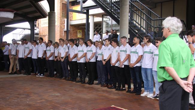 GUARD OF HONOUR: At the service for Cameron Rodney Hyde on April 28, 2021, his mates from South Lismore Celtics formed a guard of honour. Photo: Alison Paterson