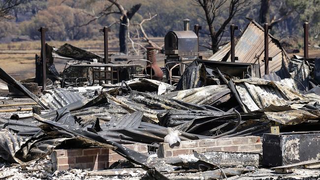 A house is burnt to the ground along Ferntree Gully Rd.in Raglan. Picture: Ian Currie