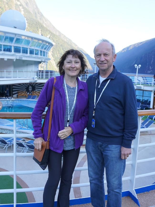 Passengers Paul and Robyn Faraguna on the Ruby Princess. Picture: Supplied