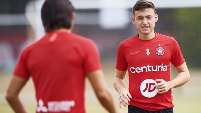 Jordan O'Doherty in training mode with the Wanderers.