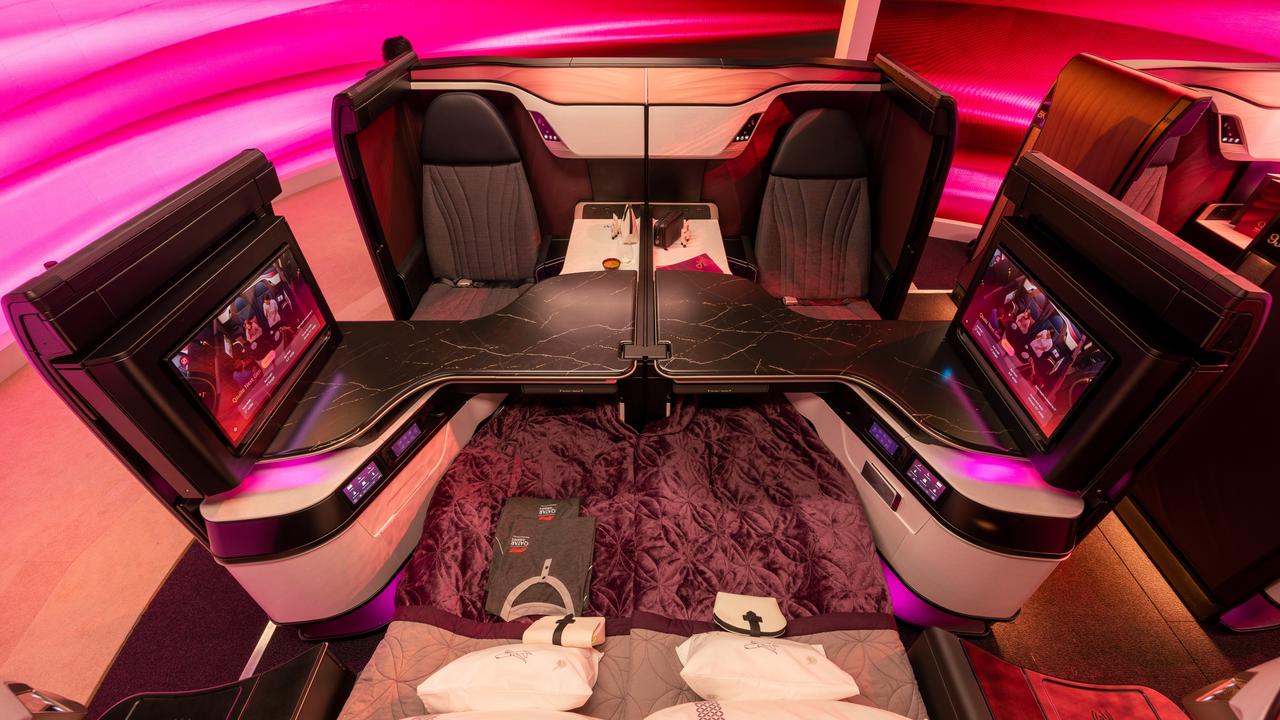 Inside a QSuite Next Gen on Qatar Airways.