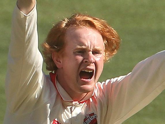 Lloyd Pope of South Australia appeals unsuccessfully for the wicket of Chris Tremain of Victoria during day 2 of the Round 3 JLT Sheffield Shield match between Victoria and the South Australia Redbacks at the MCG in Melbourne, Sunday, November 4, 2018. (AAP Image/Hamish Blair) NO ARCHIVING, EDITORIAL USE ONLY, IMAGES TO BE USED FOR NEWS REPORTING PURPOSES ONLY, NO COMMERCIAL USE WHATSOEVER, NO USE IN BOOKS WITHOUT PRIOR WRITTEN CONSENT FROM AAP