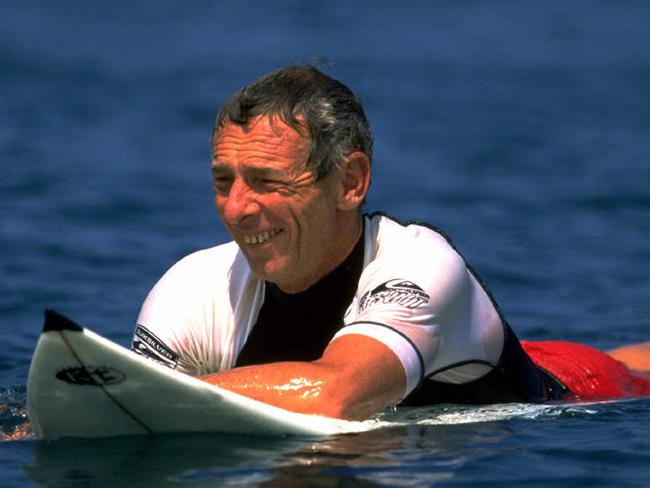 Quicksilver surfwear company co-founder Alan Green on surfboard in Sydney, NSW Nov 2002.  surfing