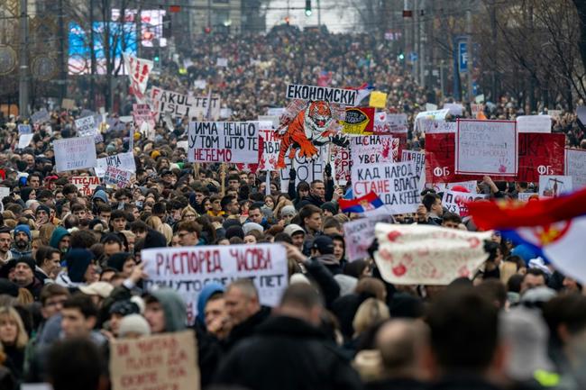 Thousands of young people took to the streets in Belgrade against perceived corruption