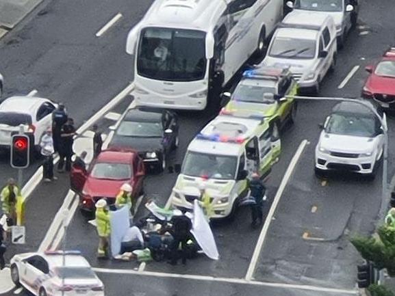 A person has reportedly been hit by a car in the Brisbane CBD. Picture: Social media