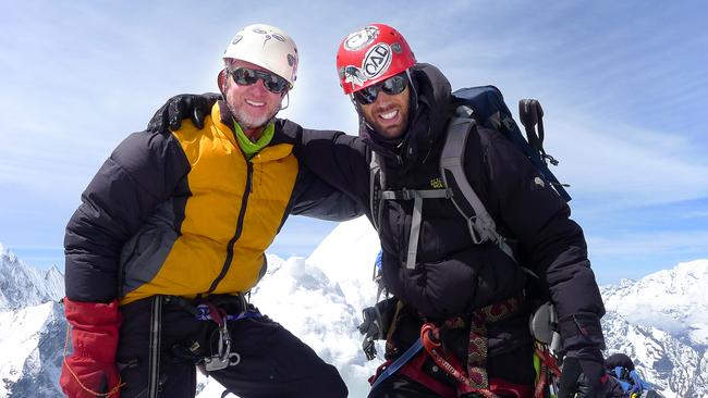 Michael Groom (left) with another climber in Nepal.