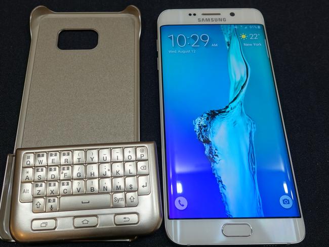 STRICTLY EMBARGOED UNTIL 1AM SYDNEY TIME ON FRIDAY, AUGUST 14. Samsung's Galaxy S6 Edge+, alongside one of the new cases designed for the phone.