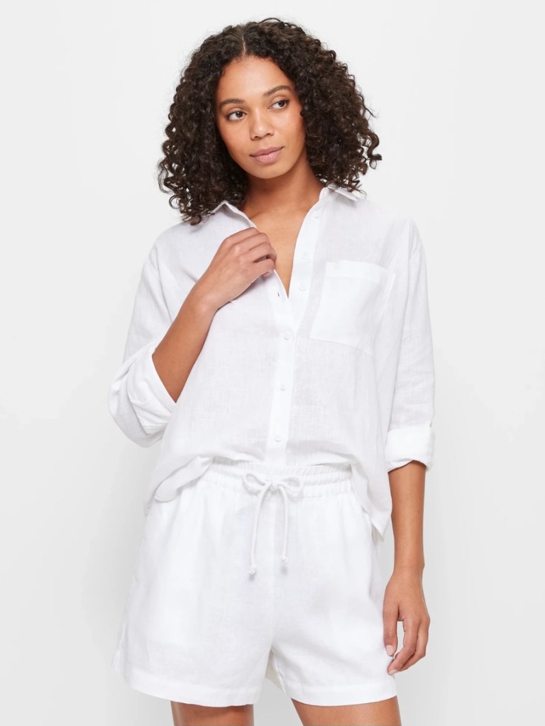 European Linen Long Sleeve Shirt - New White. Picture: Target.