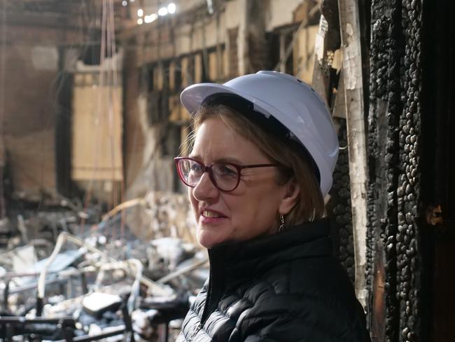 13/12/2024:   Premier Jacinta Allan spoke to community leaders inside the firebombed Adass Israel Synagogue . PIC: Brendan Kearns