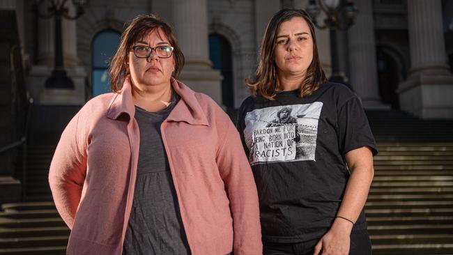 Crystal McKinnon and Meriki Onus could have charges against them dropped because of ‘frightful’ spelling and grammar. Picture: Jason Edwards