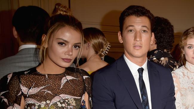 Keleigh Sperry and Miles Teller, attend the Valentino show as part of the Paris Fashion Week Womenswear Spring/Summer 2017 on October 2, 2016 in Paris, France. (Photo by Pascal Le Segretain/Getty Images)