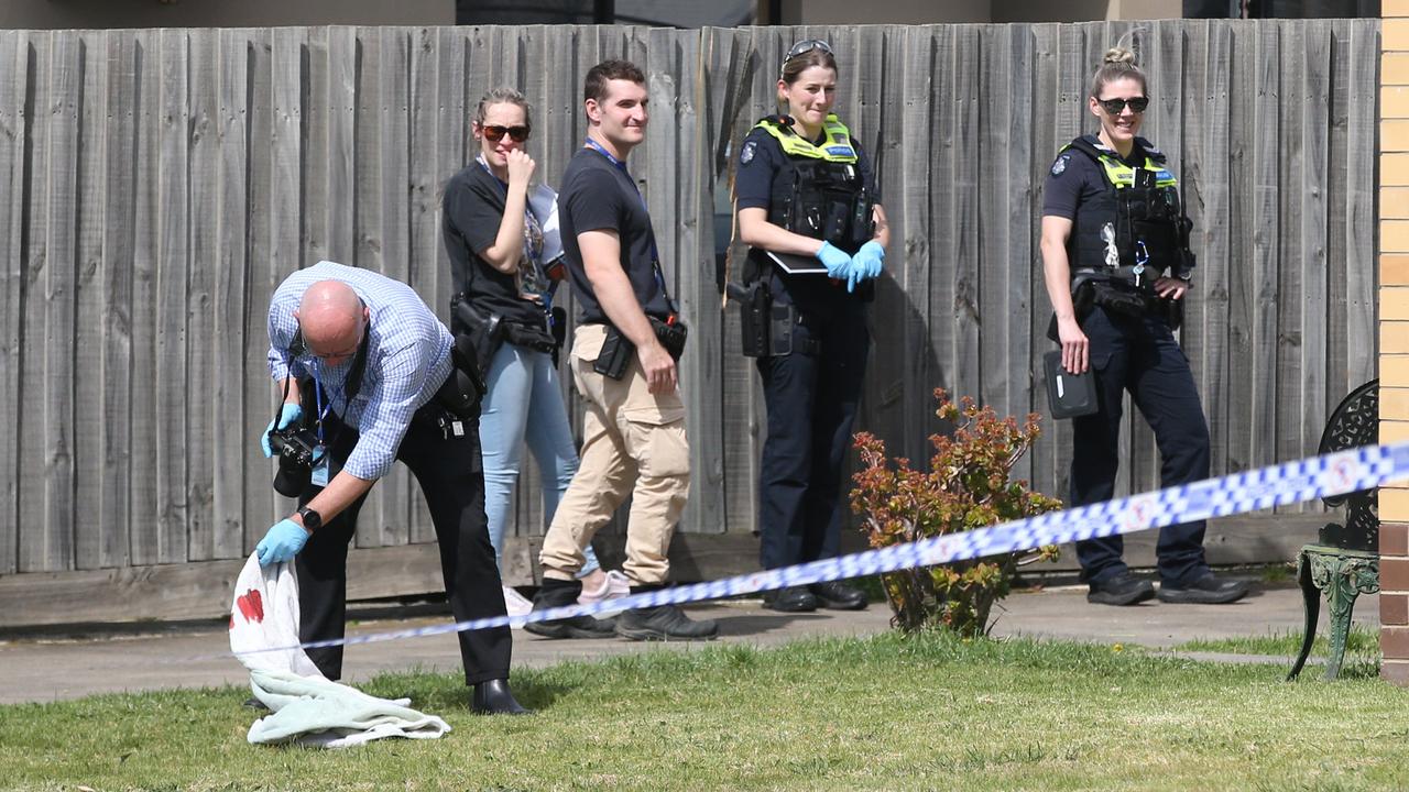 Detectives at the scene of an alleged stabbing in Bell Post Hill on Tuesday. Picture: Alan Barber