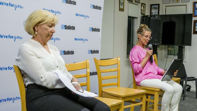 Gail O'Neill and Gloria Baker at the forum. Picture: Jerad Williams.