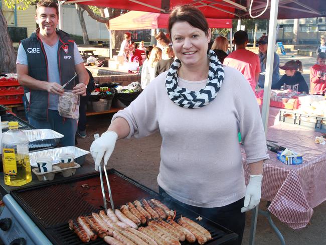 Tanya Taylor helped out at the sausage sizzle. Picture: AAP Image/Mark Scott