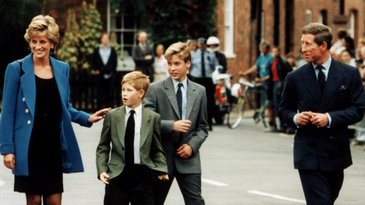 Happier times … A young Prince Harry and Prince William accompany their parents, the Prince and Princess of Wales Charles and Diana. on a public walkabout.